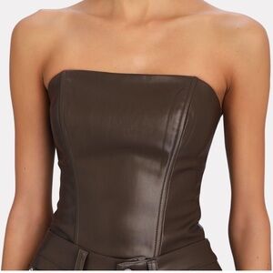 WeWoreWhat vegan leather brown corset strapless tube top